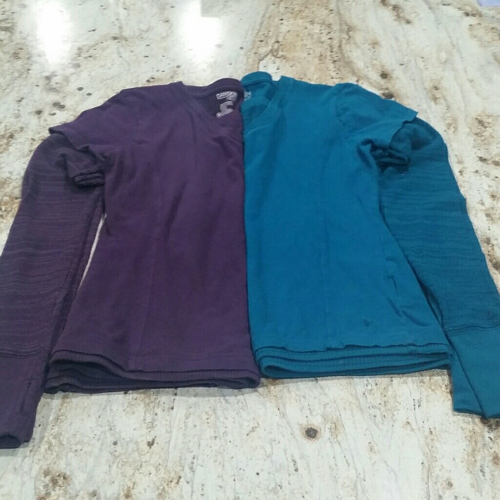 2 Long Sleeve Active Tee Tops By Danskin Size S